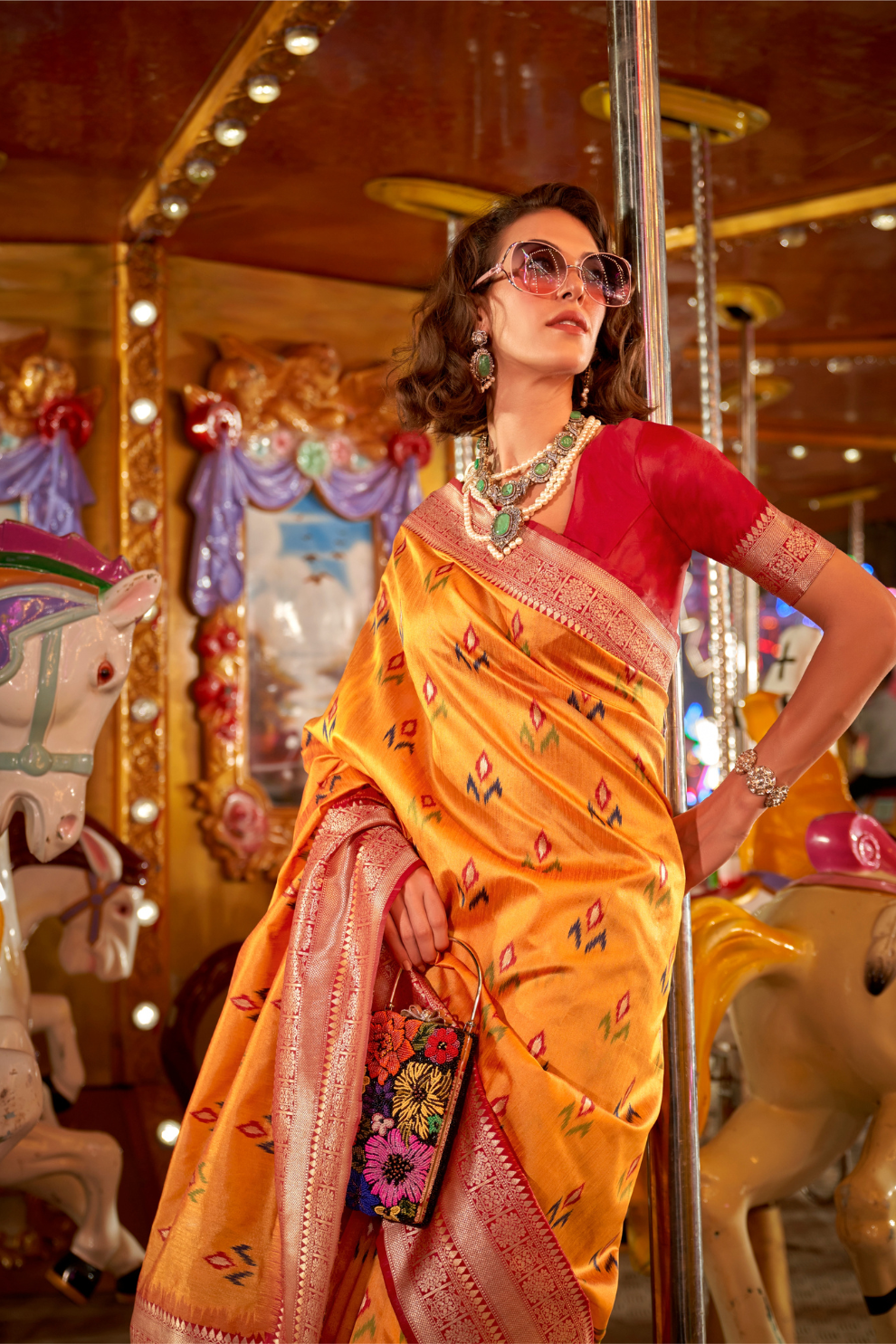 Designer Party Wear Handloom Kaitra Silk Saree with Elegant Weaving