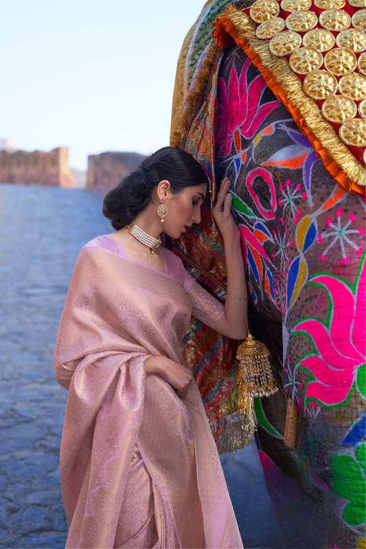 Two-Tone Kanjivaram Saree with Rich Zari Weaving
