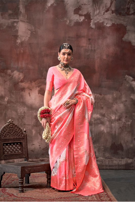 Printed Woven Rangkat Banarasi Silk Saree