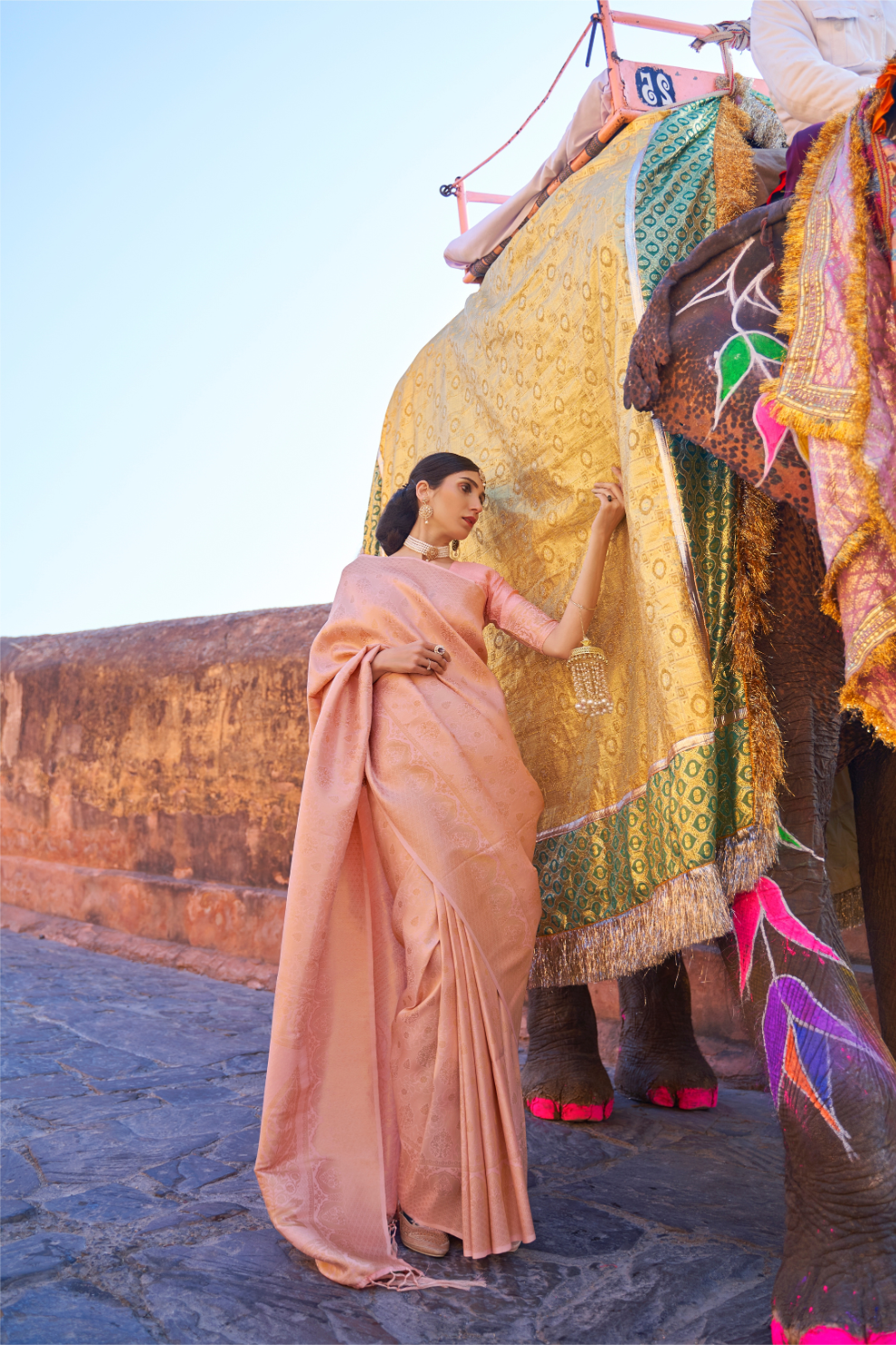 Two-Tone Kanjivaram Saree with Rich Zari Weaving