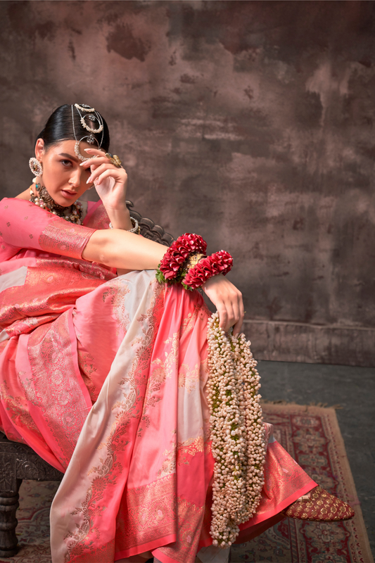 Printed Woven Rangkat Banarasi Silk Saree