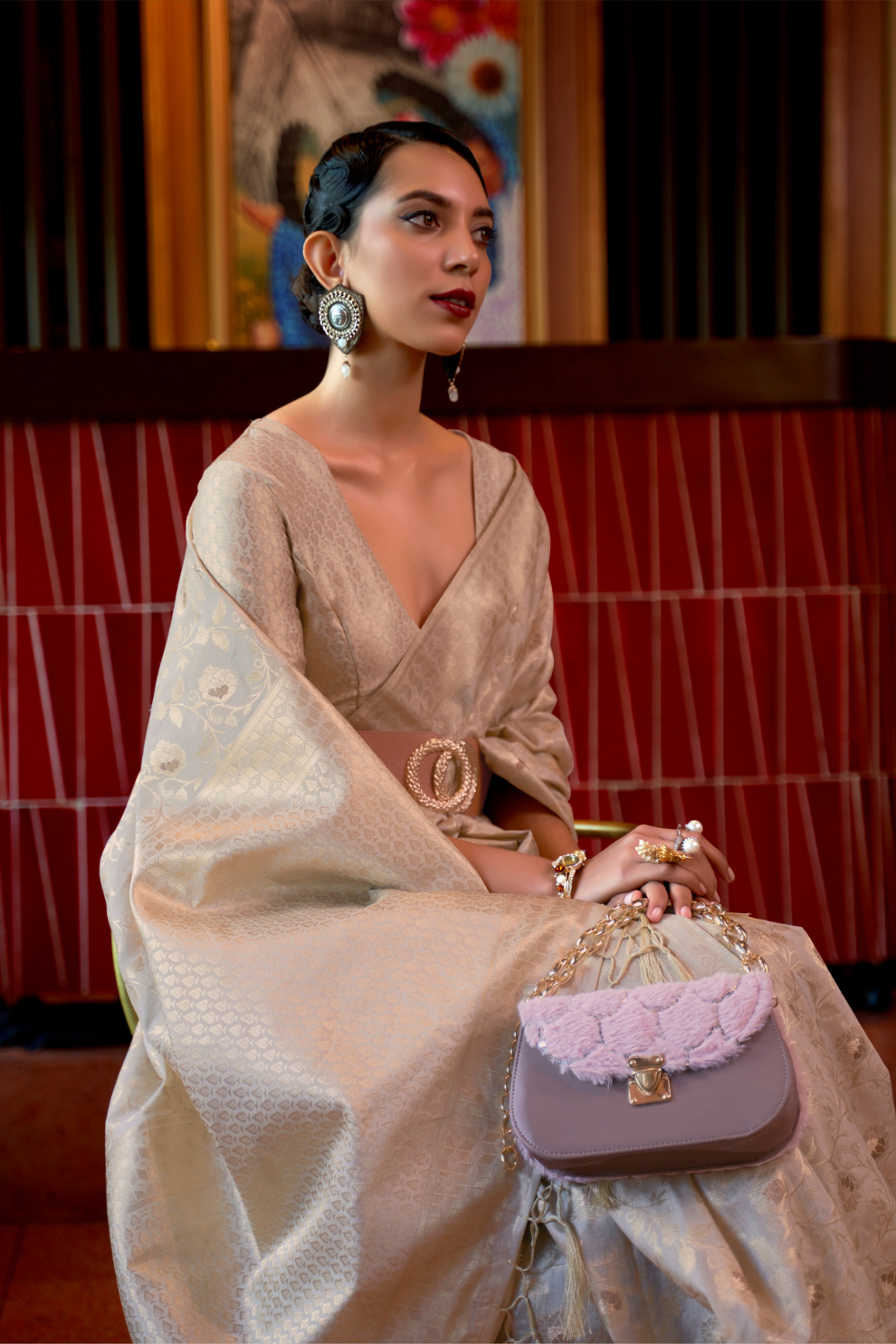 Elegant Tussar Silk Saree with Zari Woven Detailing