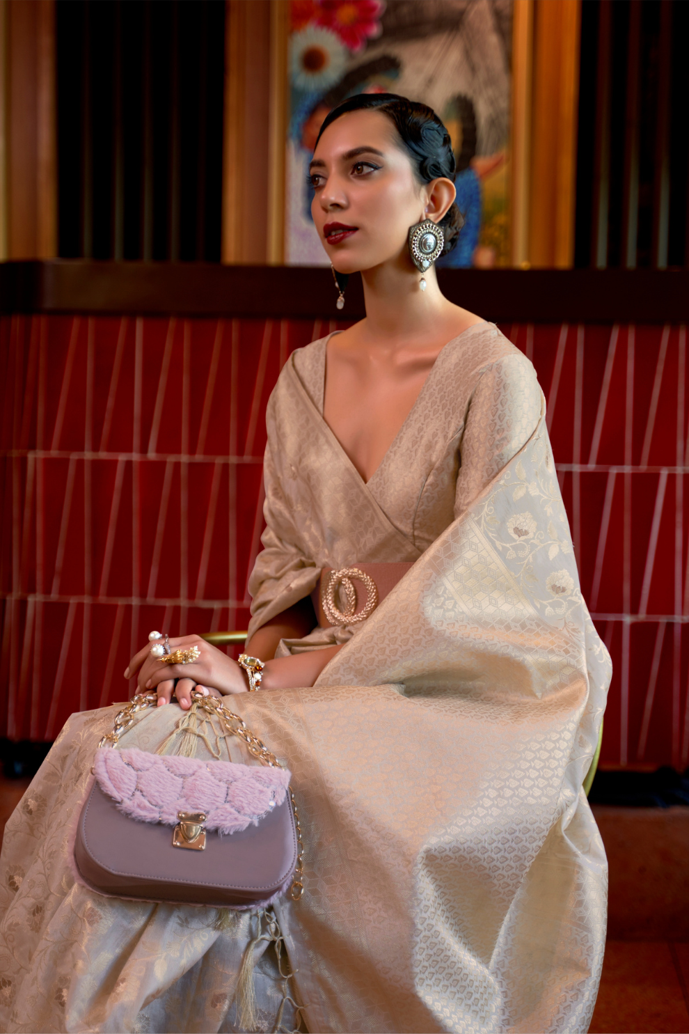 Elegant Tussar Silk Saree with Zari Woven Detailing