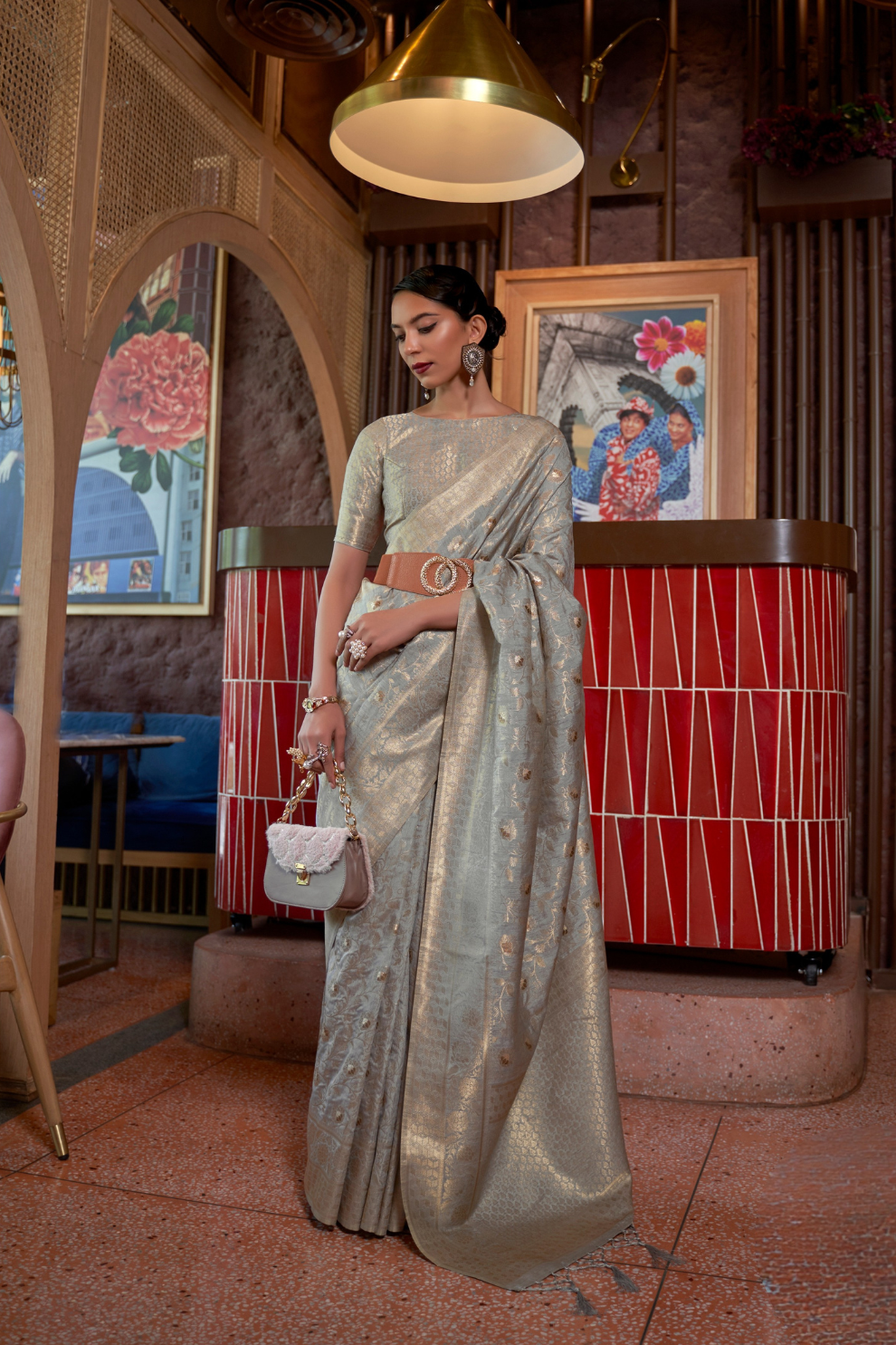 Elegant Tussar Silk Saree with Zari Woven Detailing