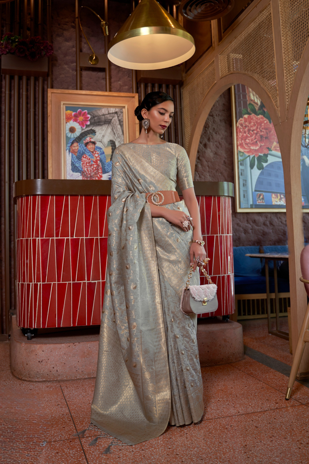 Elegant Tussar Silk Saree with Zari Woven Detailing