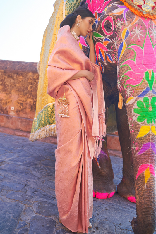 Two-Tone Kanjivaram Saree with Rich Zari Weaving