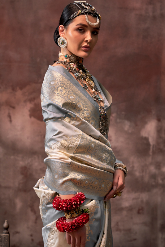 Printed Woven Rangkat Banarasi Silk Saree