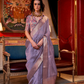 Handwoven Moss Chiffon Saree with Heavy Jacquard Blouse
