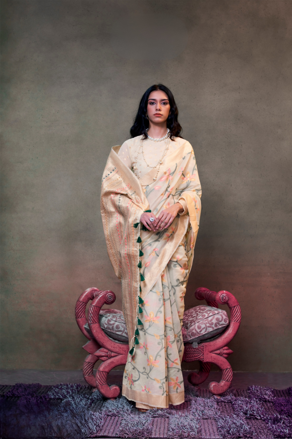 Beautiful Designer Jamdani Handwoven Cotton Saree for Festive We