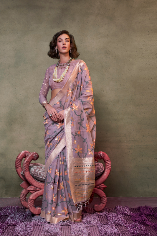 Beautiful Designer Jamdani Handwoven Cotton Saree for Festive We