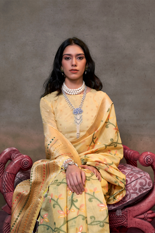 Beautiful Designer Jamdani Handwoven Cotton Saree for Festive We