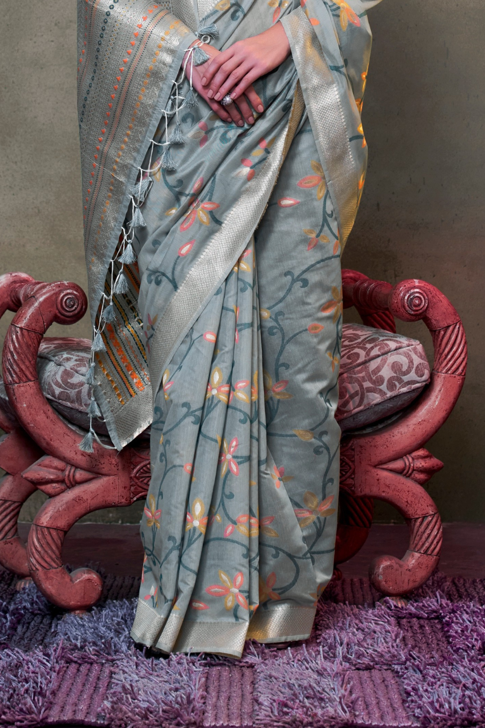 Beautiful Designer Jamdani Handwoven Cotton Saree for Festive We