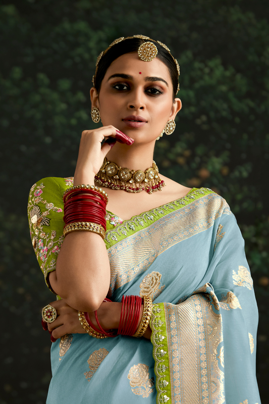 Woven Art Silk Wedding Saree with Rich Traditional Detailing