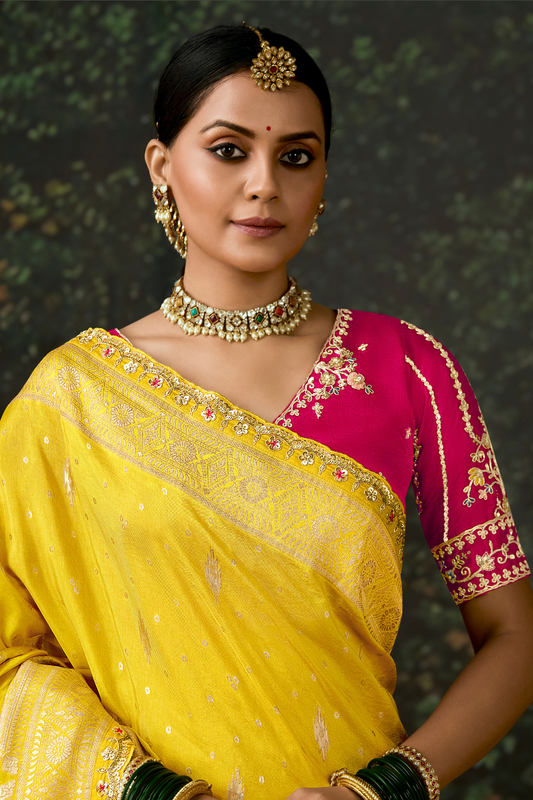 Woven Art Silk Wedding Saree with Rich Traditional Detailing