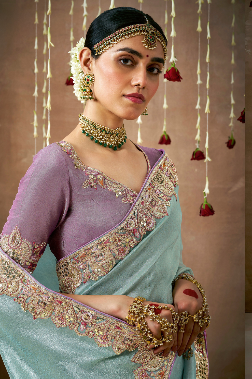 Tissue Dola Silk Embroidered Wedding Saree for Timeless Elegance