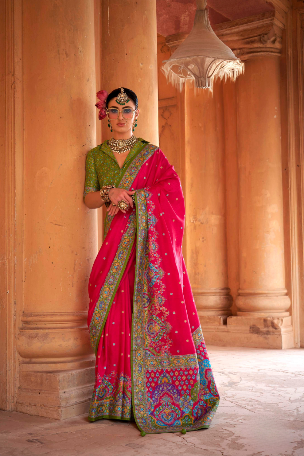 Super Polyester Viscose Silk Saree with Hand Block Luxury Print - LaVante Fashion