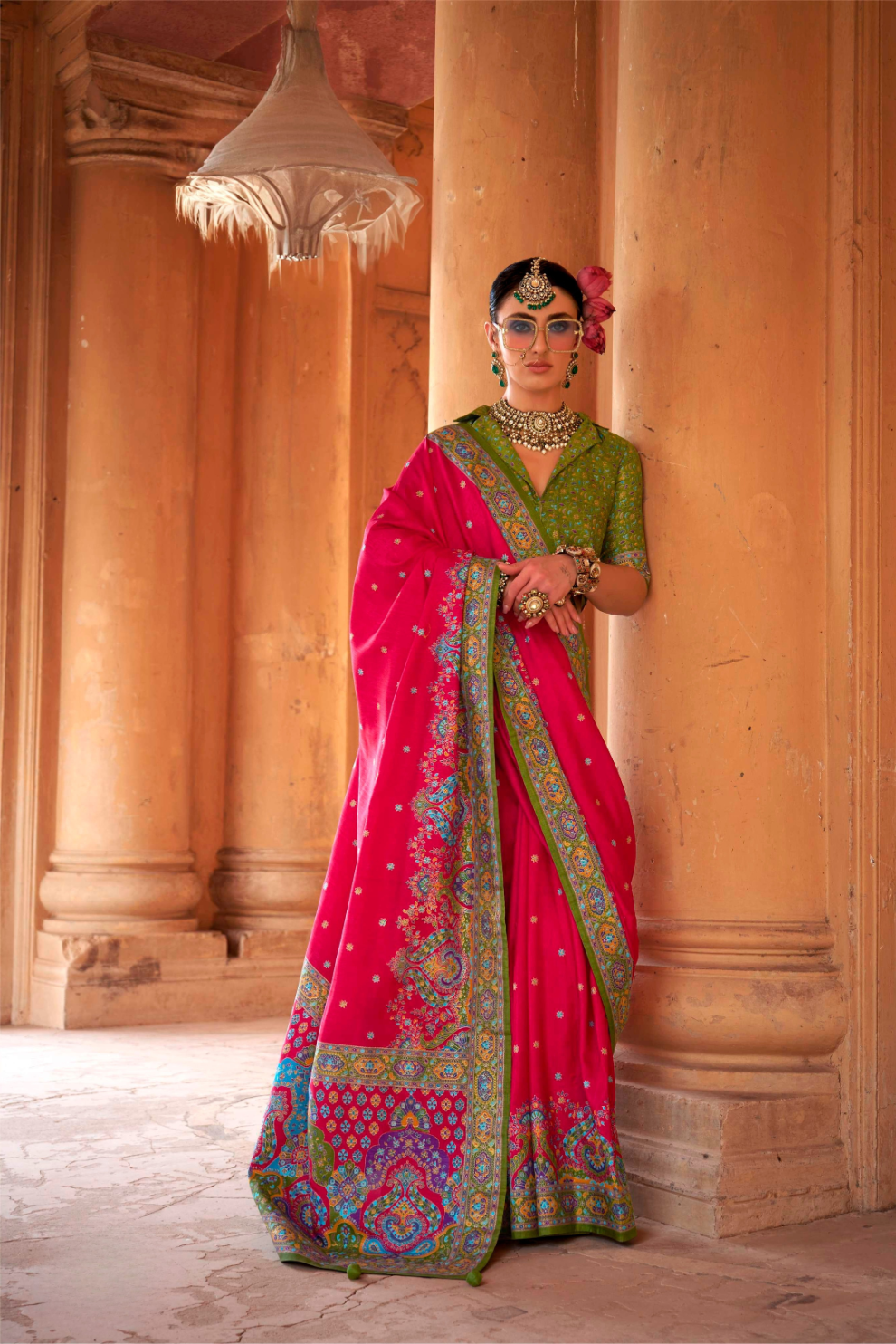 Super Polyester Viscose Silk Saree with Hand Block Luxury Print - LaVante Fashion