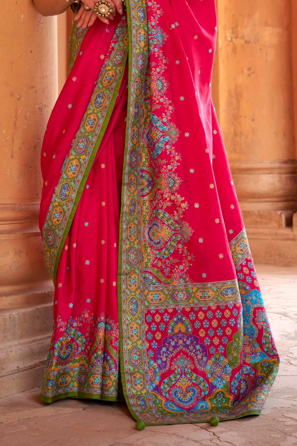 Super Polyester Viscose Silk Saree with Hand Block Luxury Print - LaVante Fashion