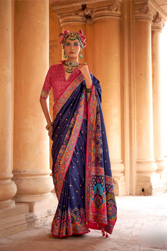 Super Polyester Viscose Silk Saree with Hand Block Luxury Print - LaVante Fashion