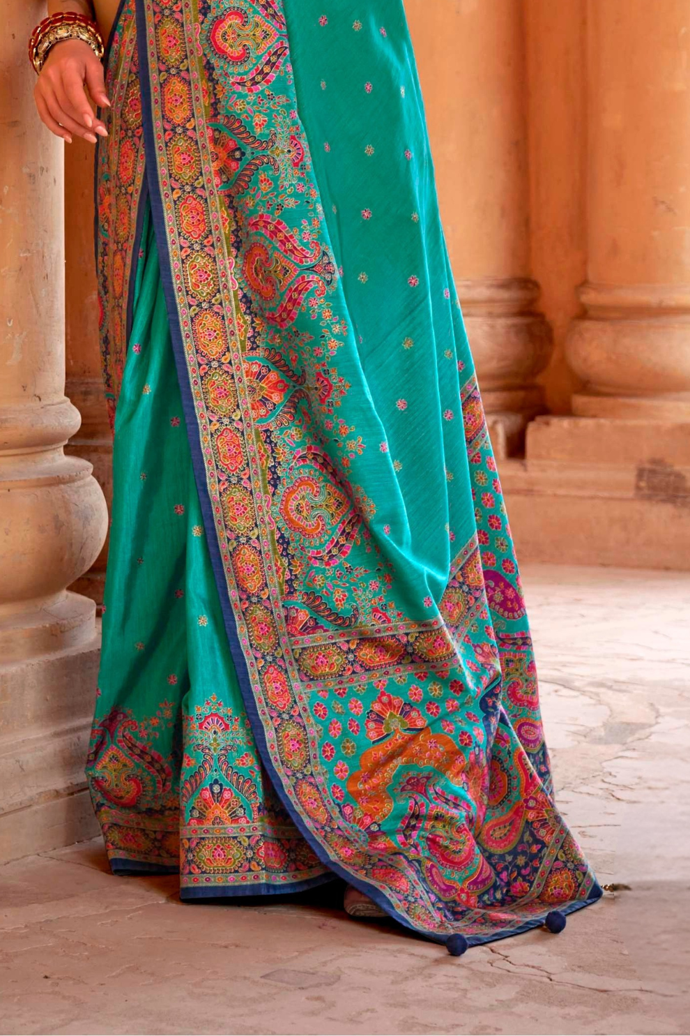 Super Polyester Viscose Silk Saree with Hand Block Luxury Print - LaVante Fashion