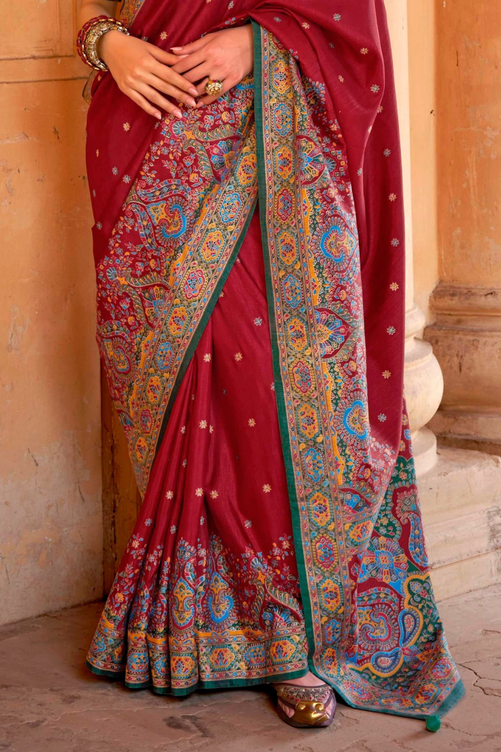 Super Polyester Viscose Silk Saree with Hand Block Luxury Print - LaVante Fashion