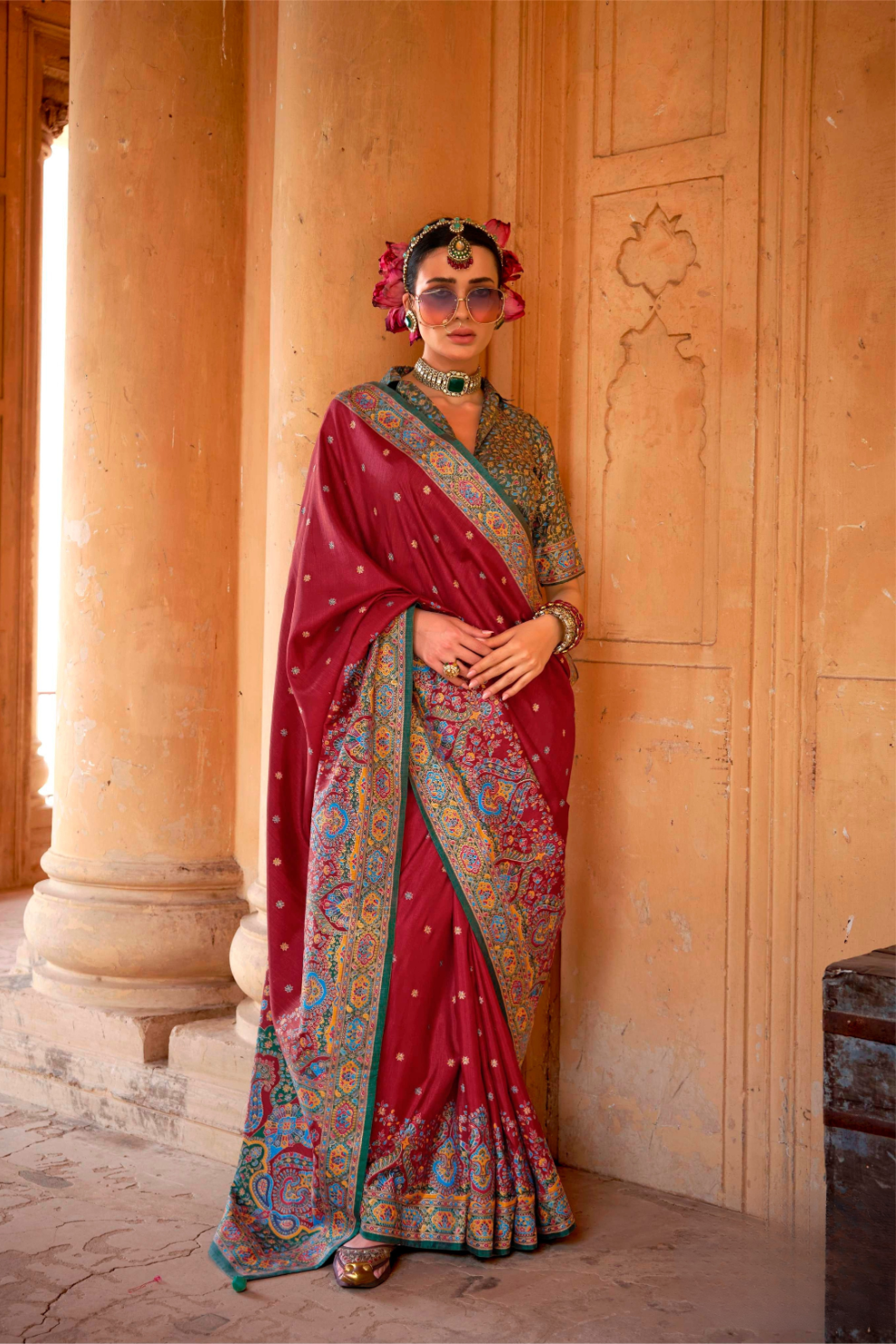 Super Polyester Viscose Silk Saree with Hand Block Luxury Print - LaVante Fashion