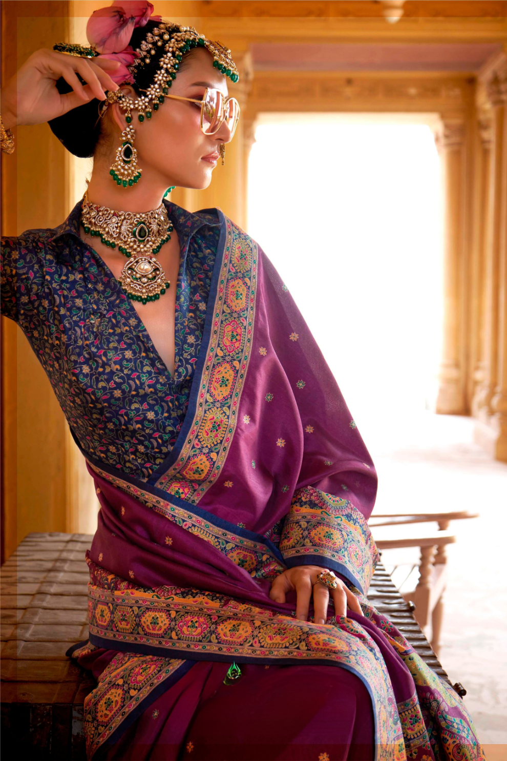 Super Polyester Viscose Silk Saree with Hand Block Luxury Print - LaVante Fashion