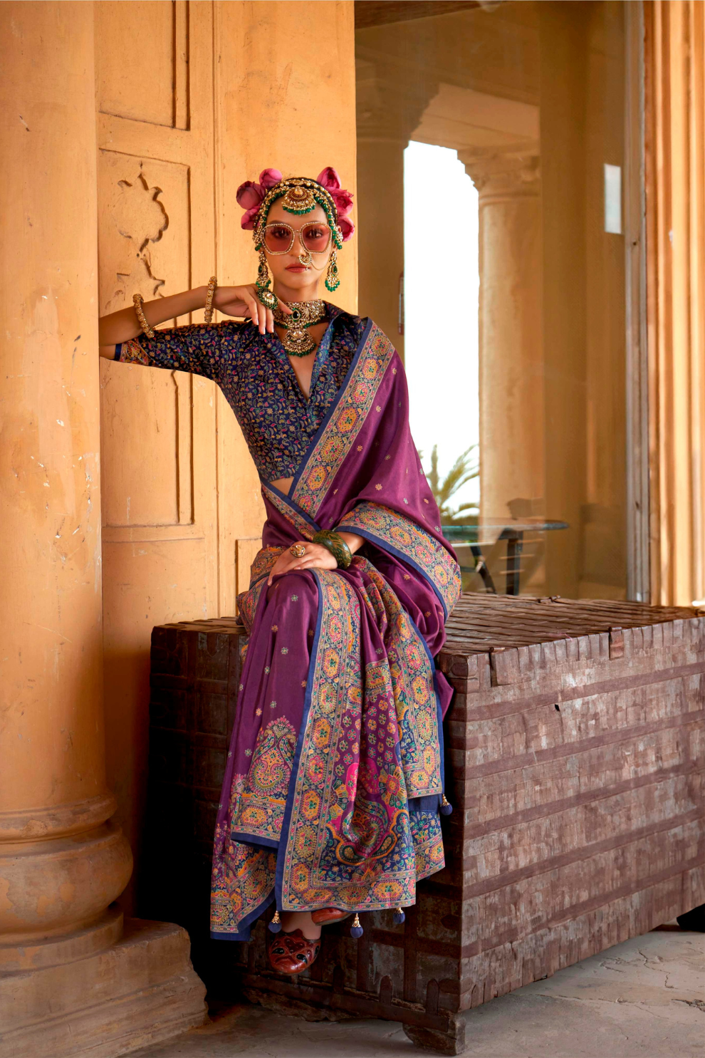 Super Polyester Viscose Silk Saree with Hand Block Luxury Print - LaVante Fashion