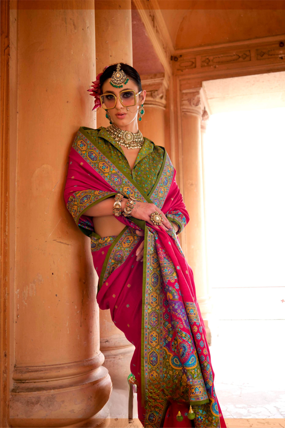 Super Polyester Viscose Silk Saree with Hand Block Luxury Print - LaVante Fashion