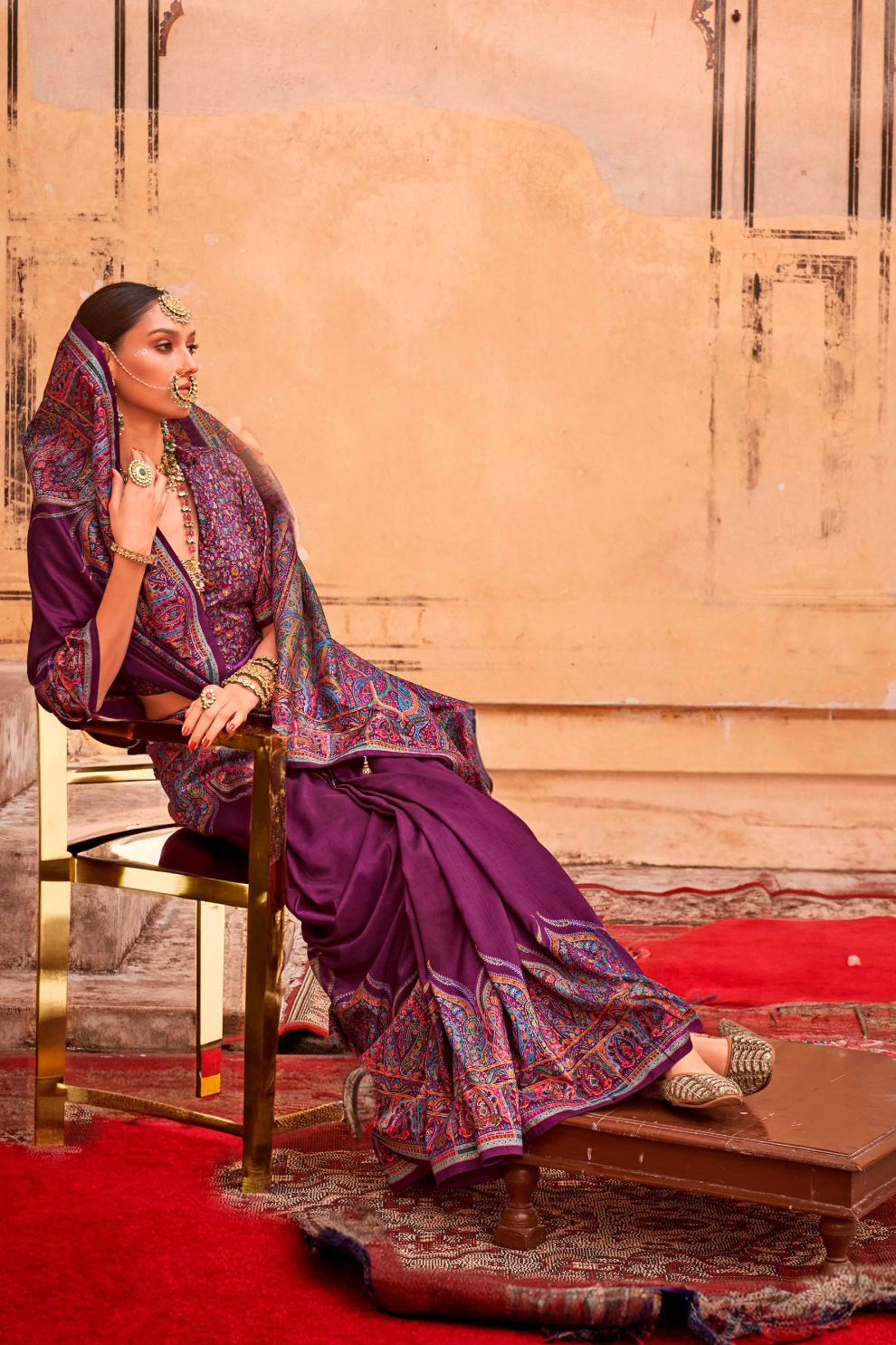 Pure Polyester Viscose Silk Saree with Hand Block Print - LaVante Fashion