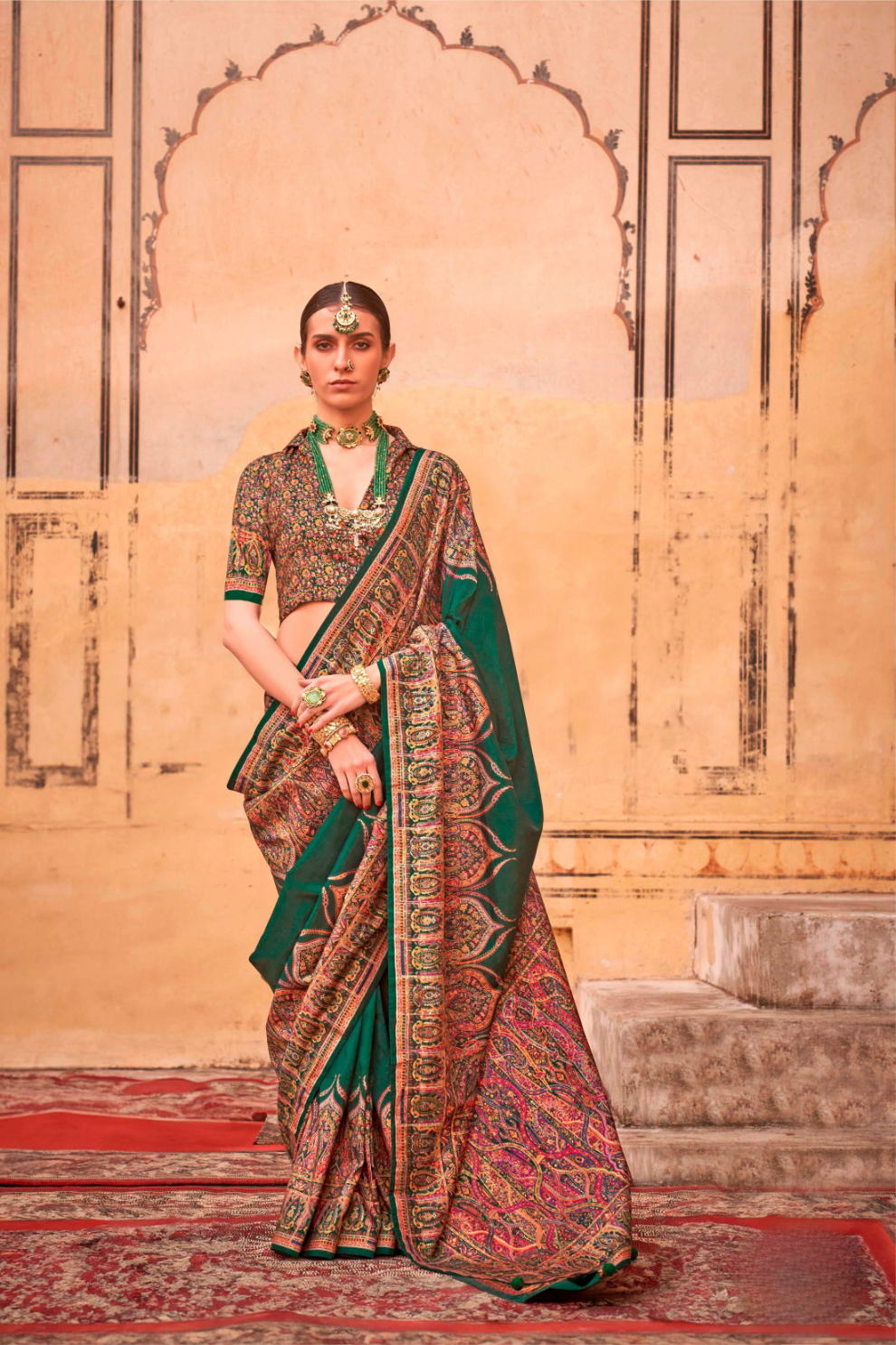 Pure Polyester Viscose Silk Saree with Hand Block Print - LaVante Fashion