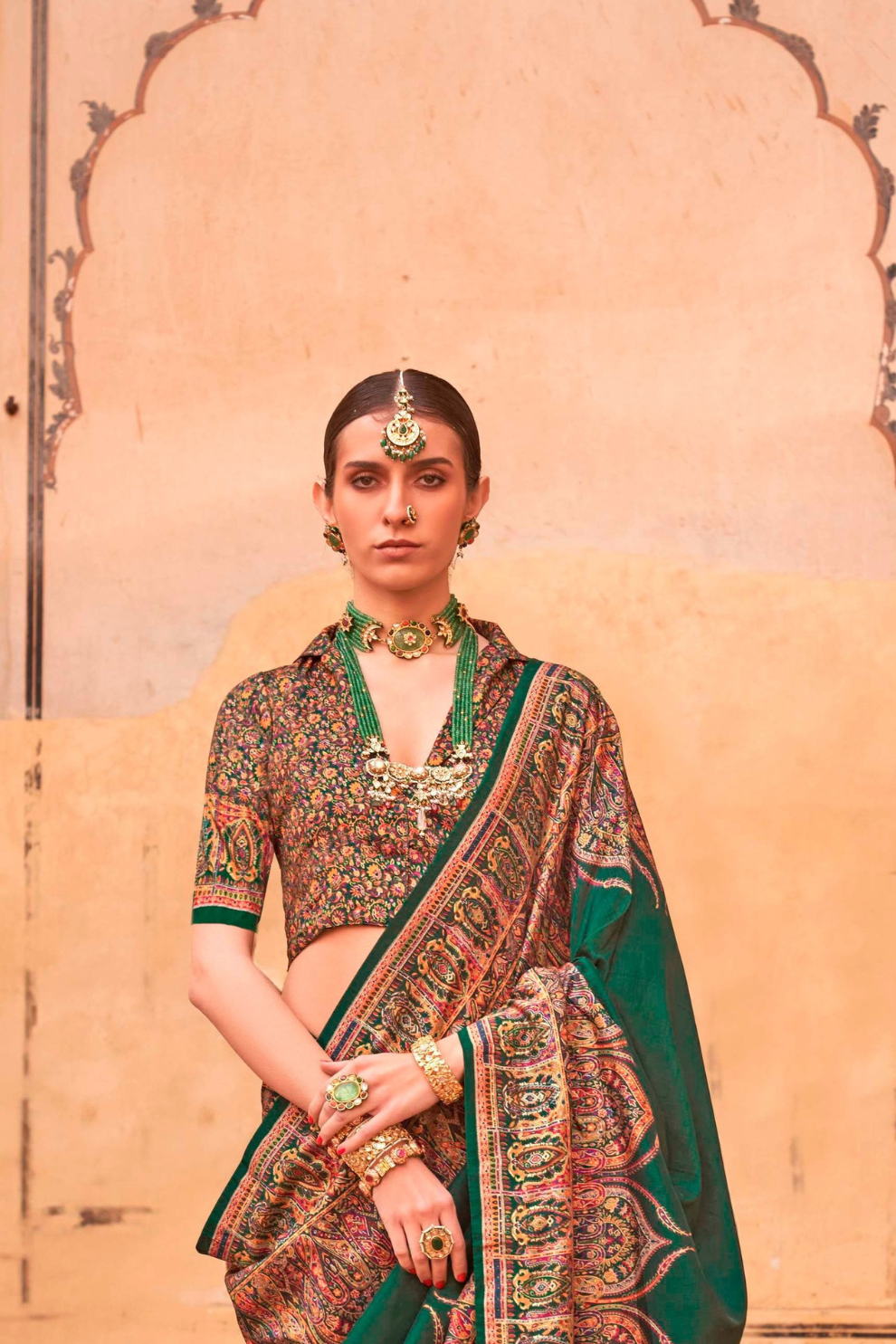 Pure Polyester Viscose Silk Saree with Hand Block Print - LaVante Fashion