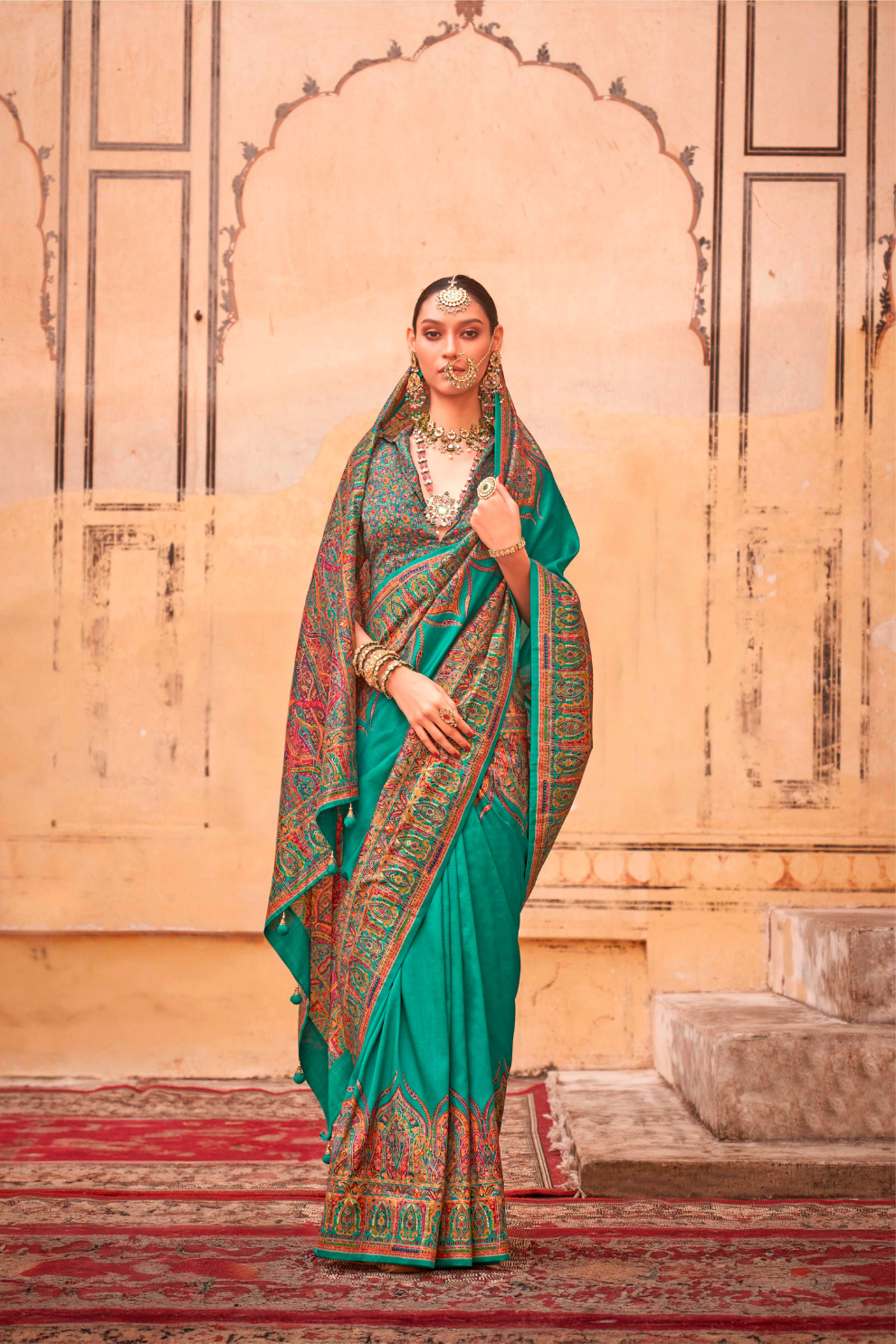 Pure Polyester Viscose Silk Saree with Hand Block Print - LaVante Fashion