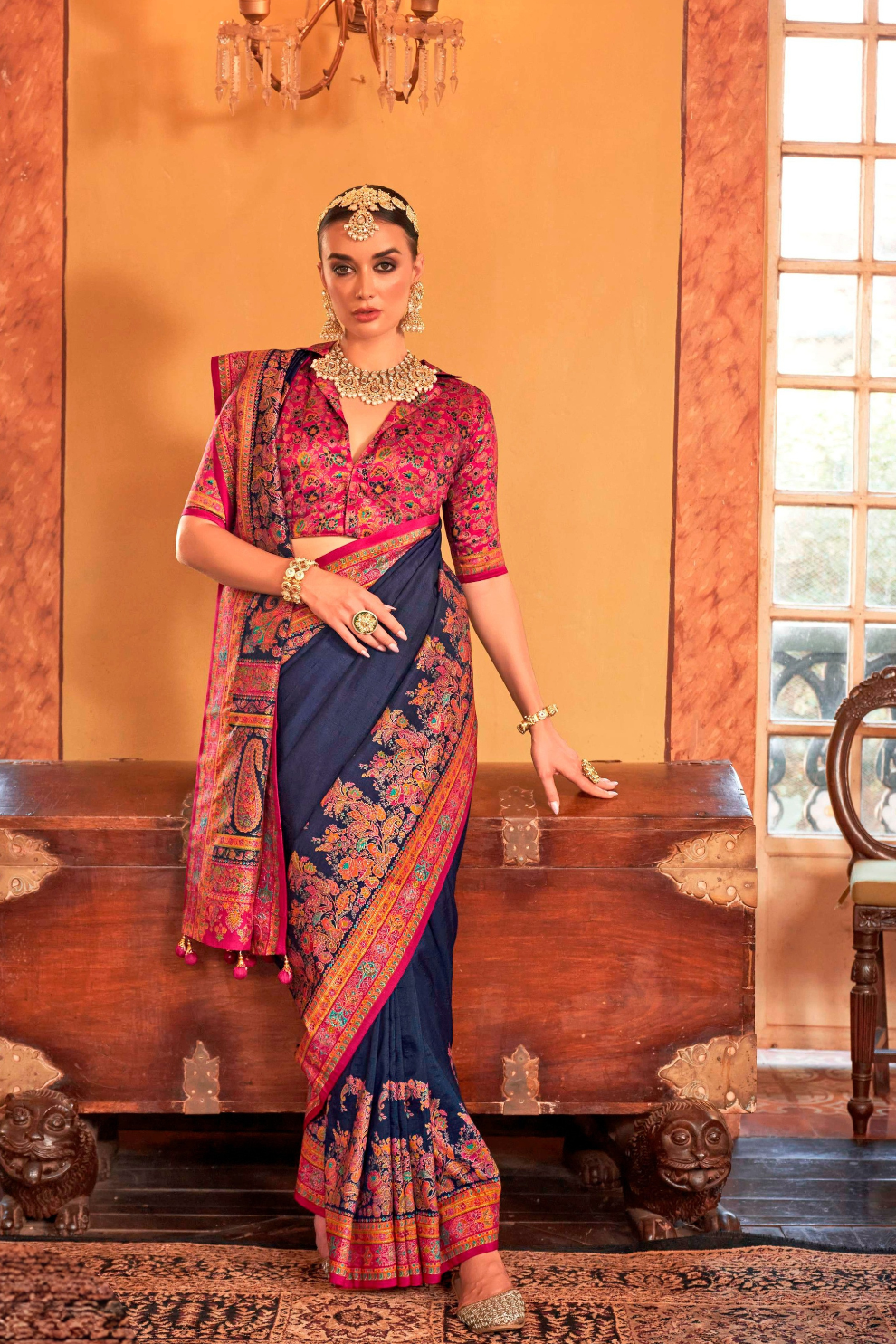 Soft Polyester Viscose Silk Saree with Hand Block Luxury Print - LaVante Fashion