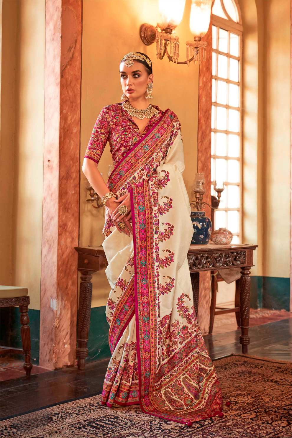Soft Polyester Viscose Silk Saree with Hand Block Luxury Print - LaVante Fashion