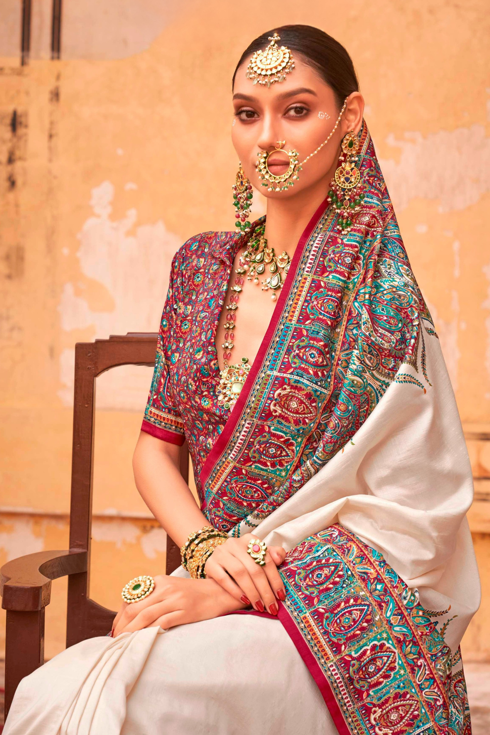 Pure Polyester Viscose Silk Saree with Hand Block Print - LaVante Fashion