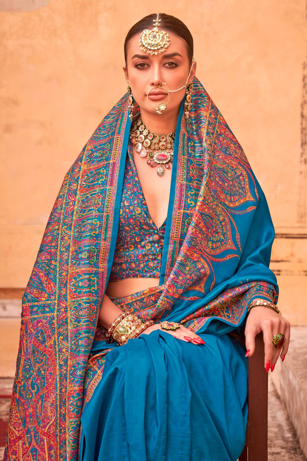 Pure Polyester Viscose Silk Saree with Hand Block Print - LaVante Fashion