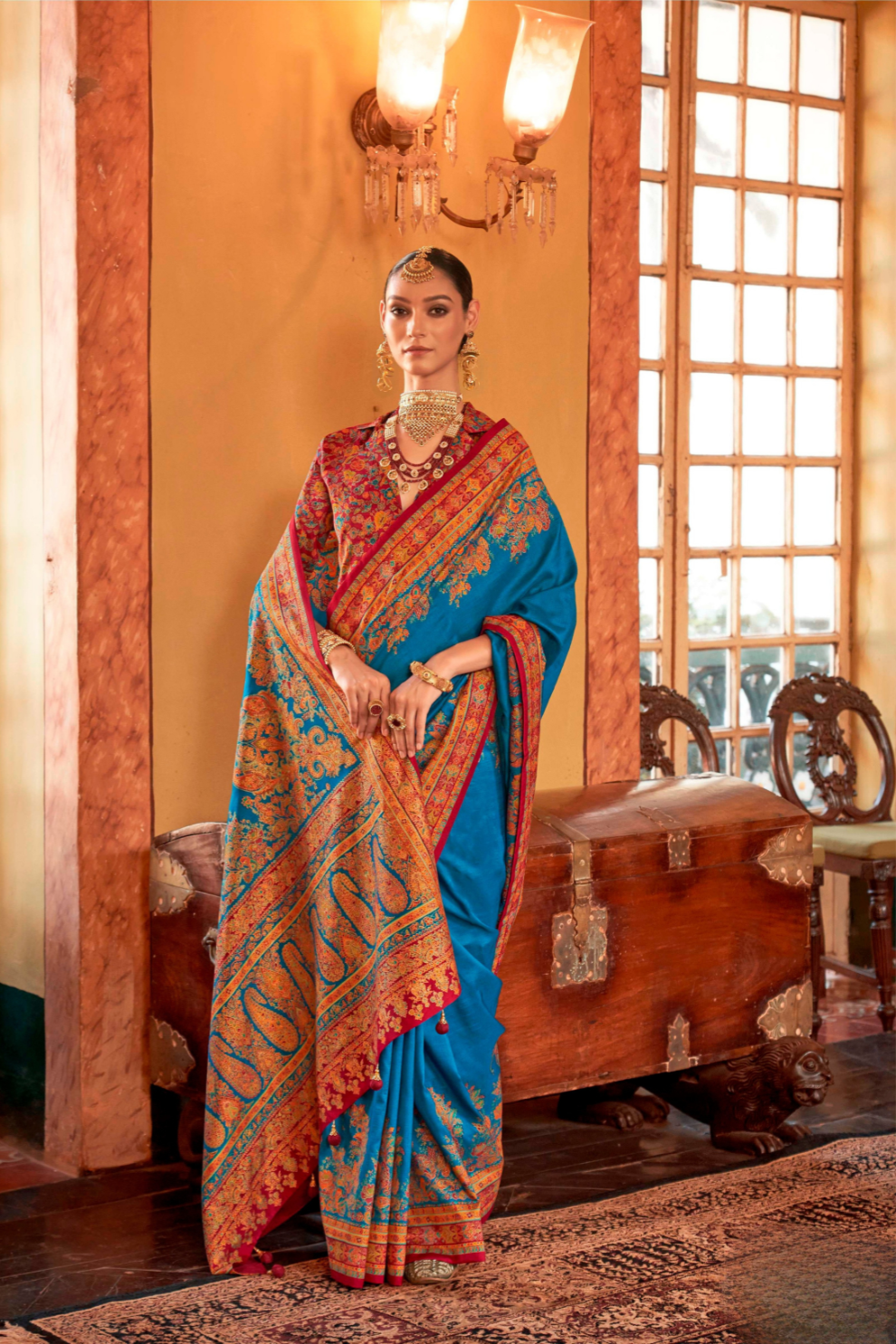 Soft Polyester Viscose Silk Saree with Hand Block Luxury Print - LaVante Fashion