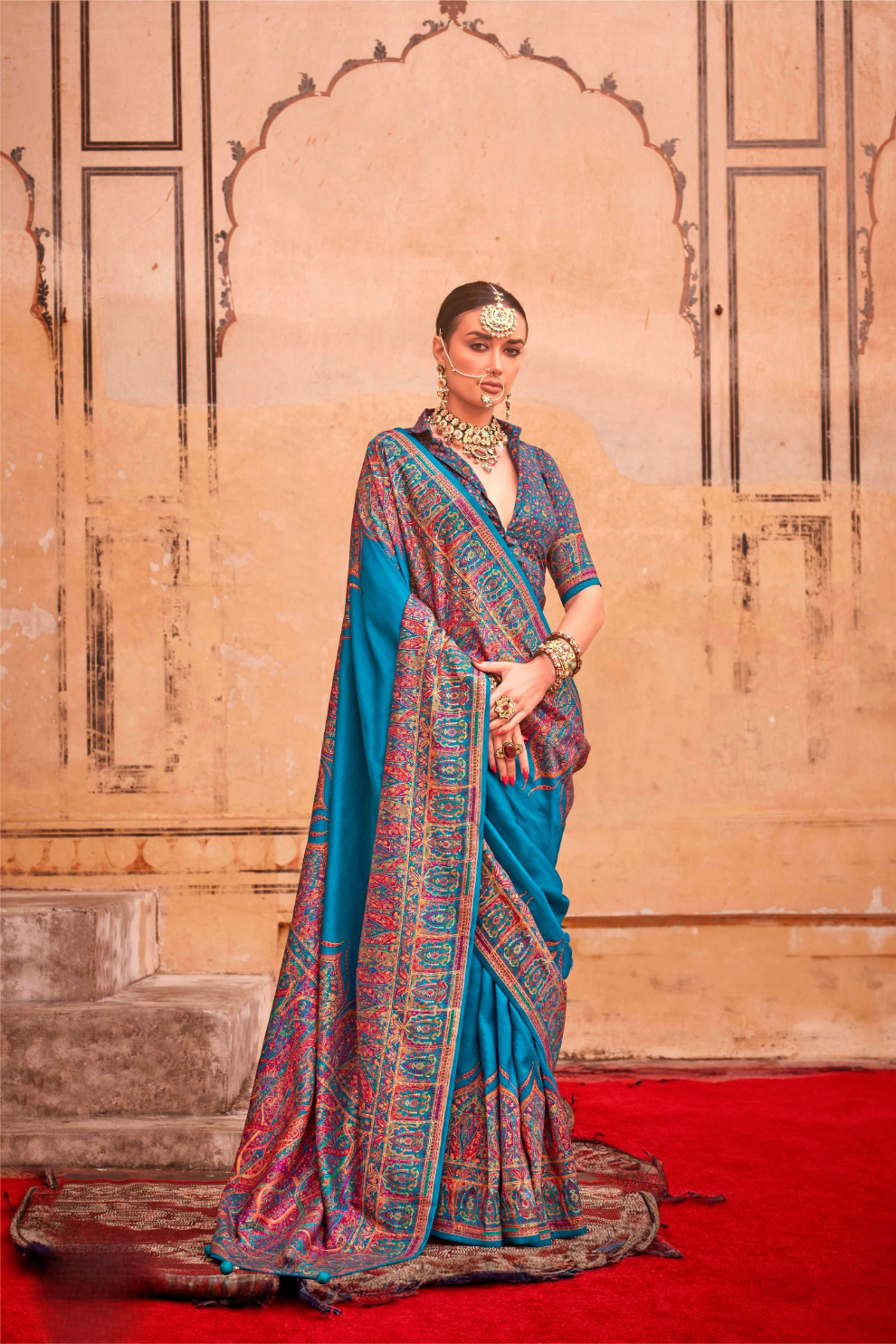 Pure Polyester Viscose Silk Saree with Hand Block Print - LaVante Fashion