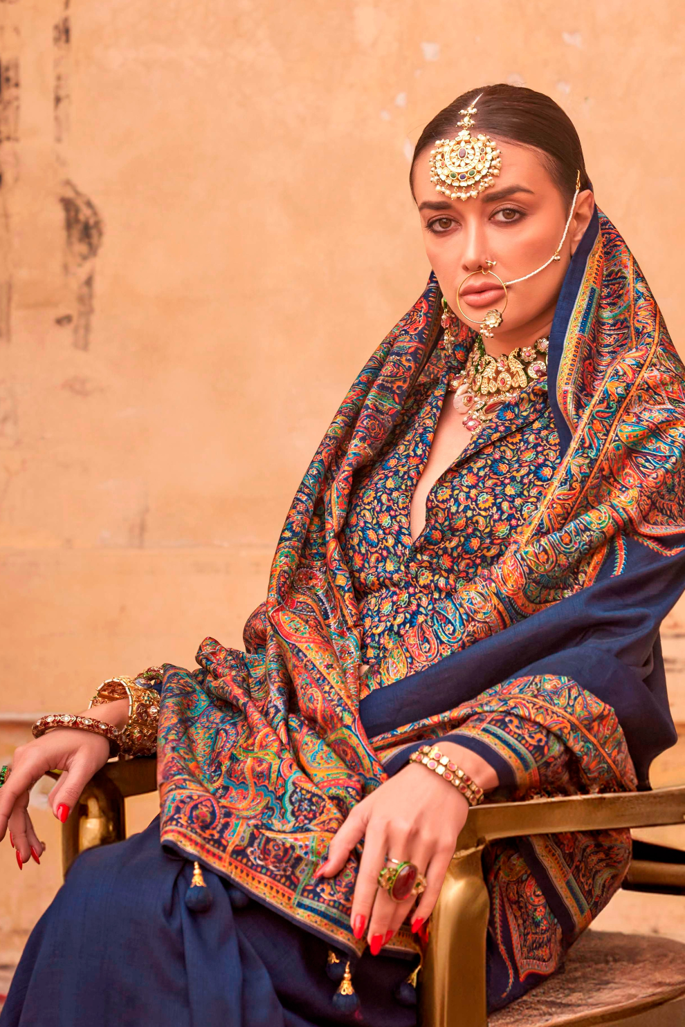 Pure Polyester Viscose Silk Saree with Hand Block Print - LaVante Fashion