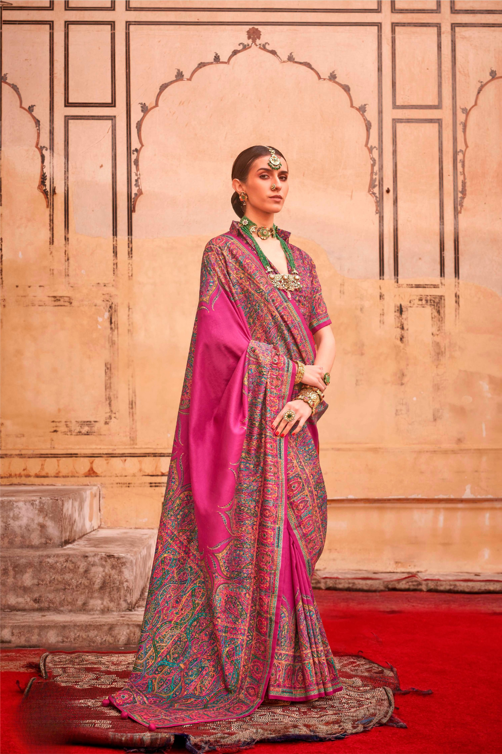 Pure Polyester Viscose Silk Saree with Hand Block Print - LaVante Fashion