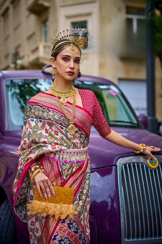 Premium Printed Saree in Polyester Viscose Silk with Shine