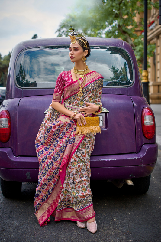 Premium Printed Saree in Polyester Viscose Silk with Shine