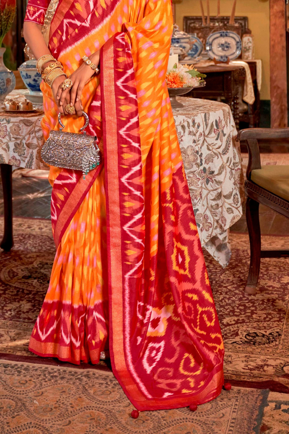 Pure Viscose Silk Saree with Silk Blend Designer Print