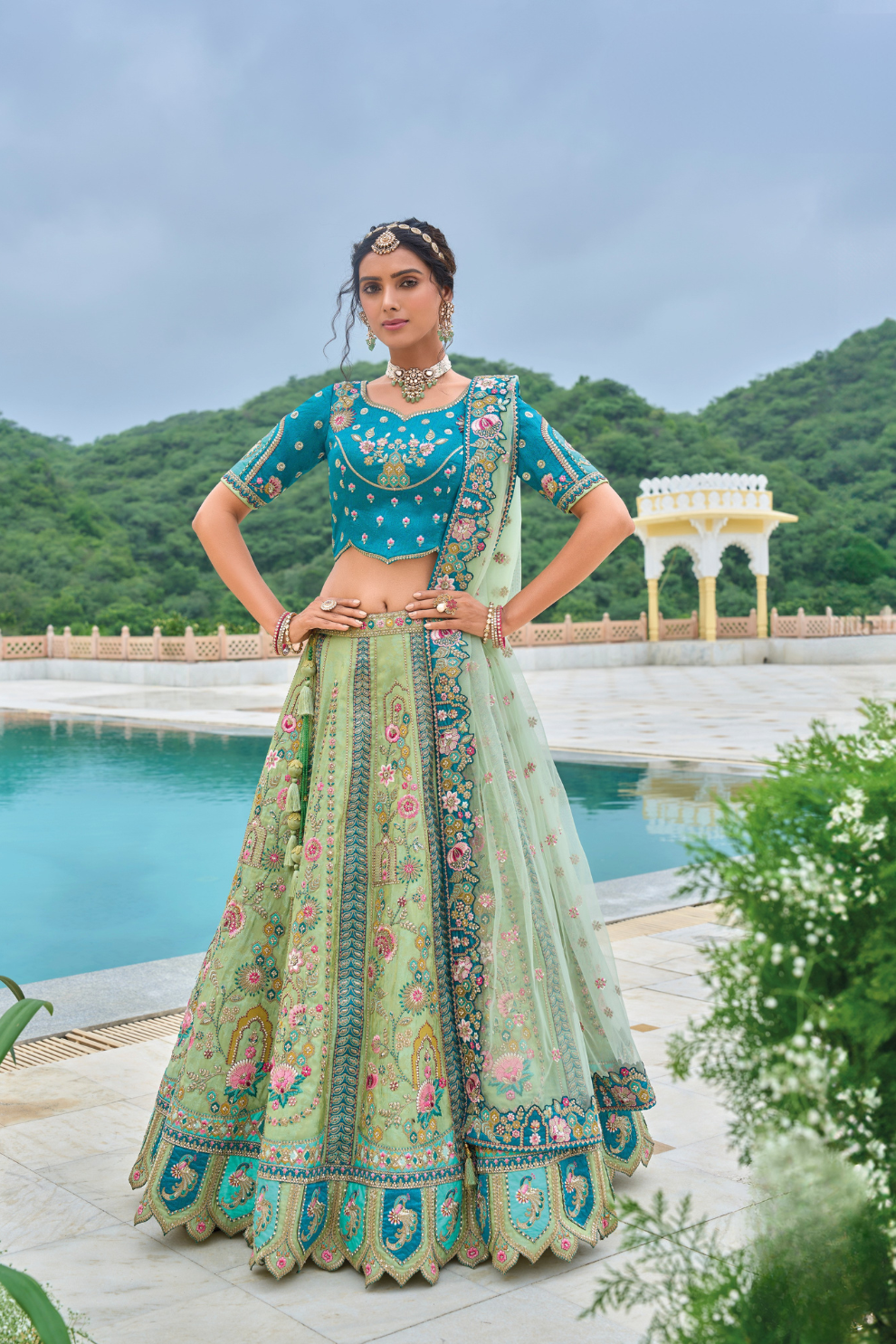 Beautifully Shaded Silk Lehenga with Handcrafted Embroidery & Cutwork