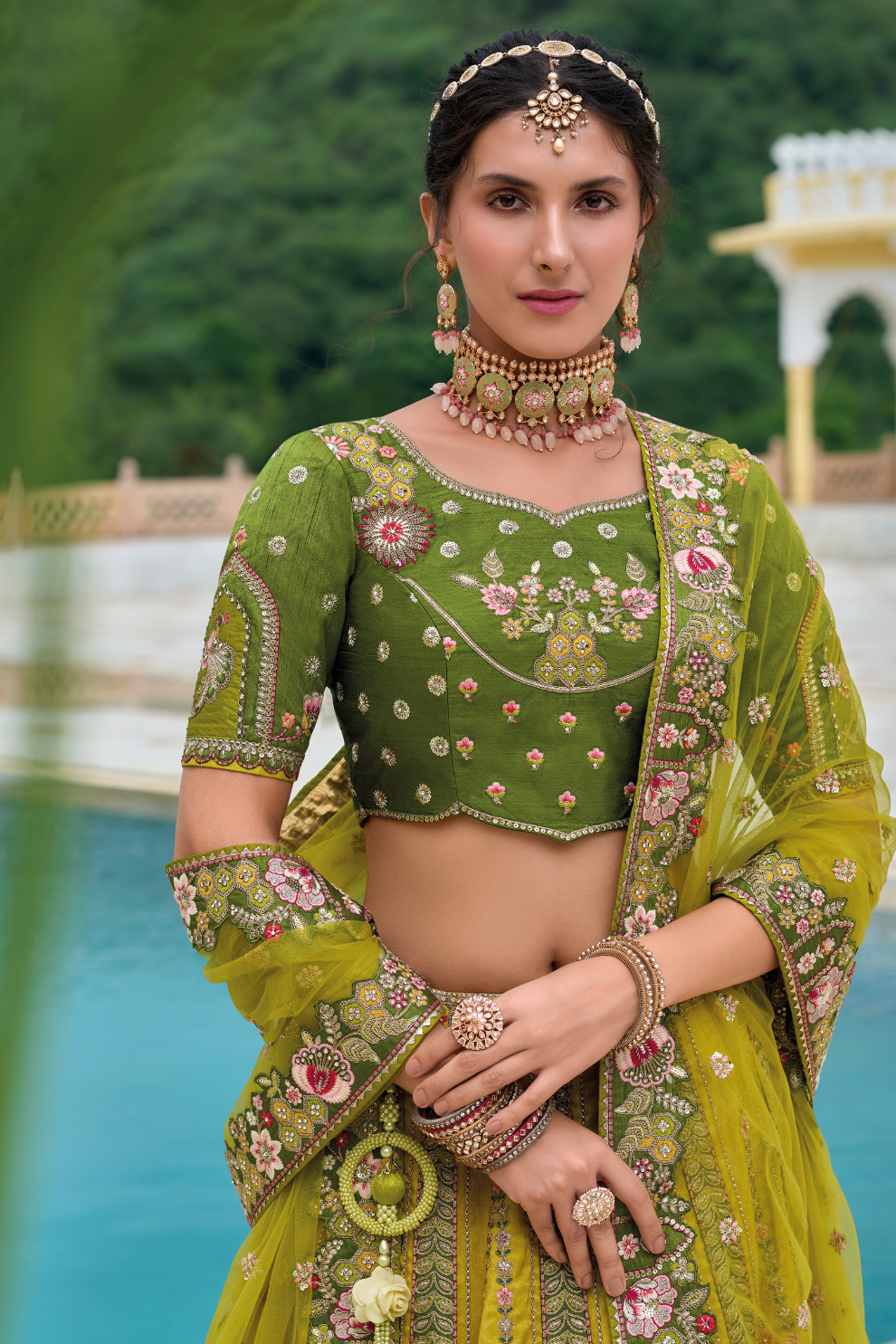 Beautifully Shaded Silk Lehenga with Handcrafted Embroidery & Cutwork