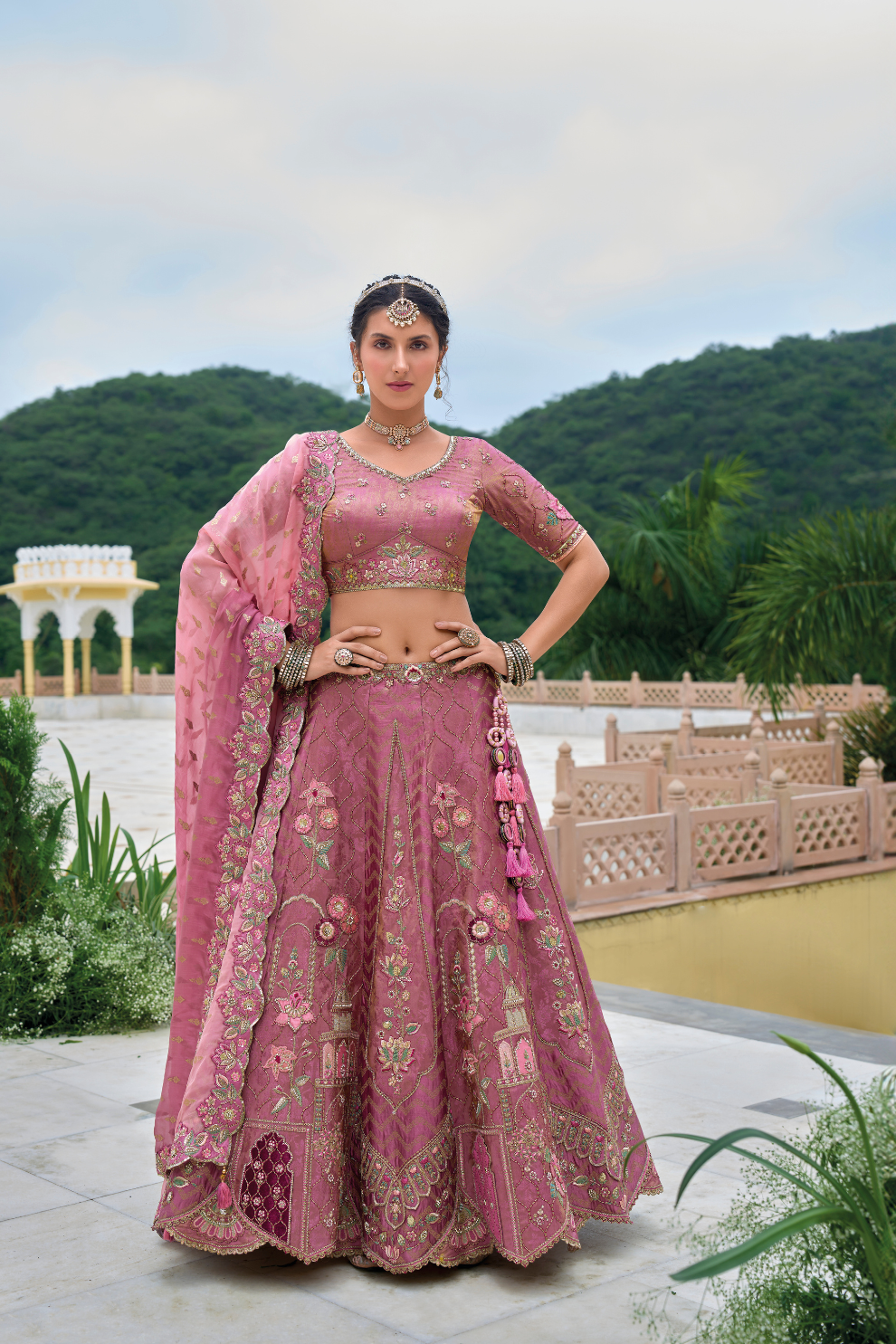 Beautifully Shaded Silk Lehenga with Handcrafted Embroidery & Cutwork