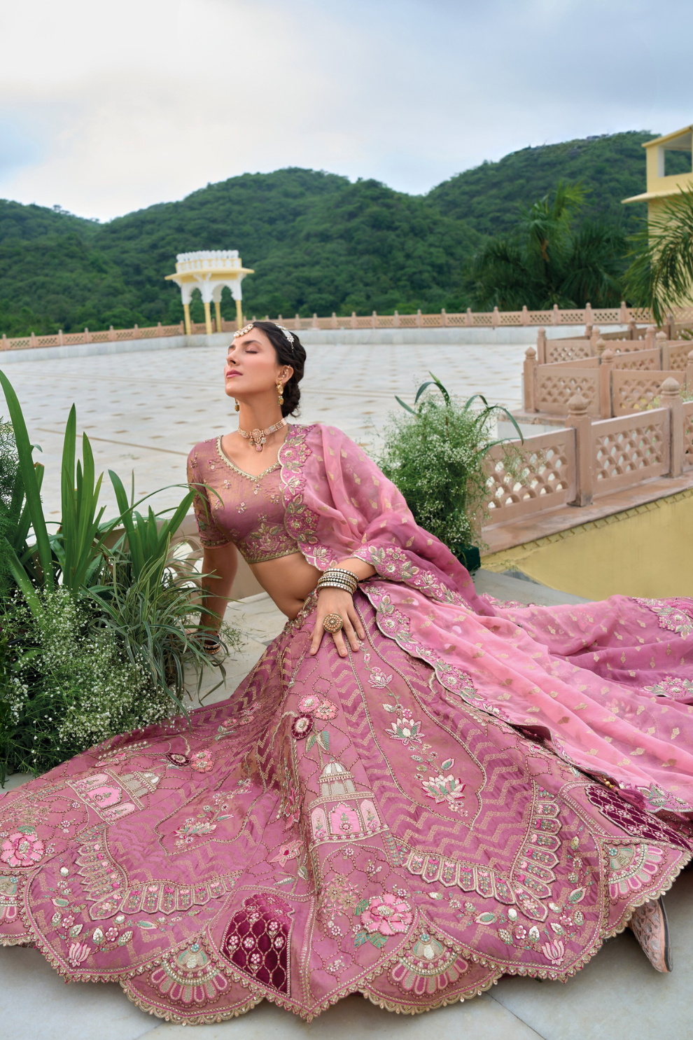 Beautifully Shaded Silk Lehenga with Handcrafted Embroidery & Cutwork