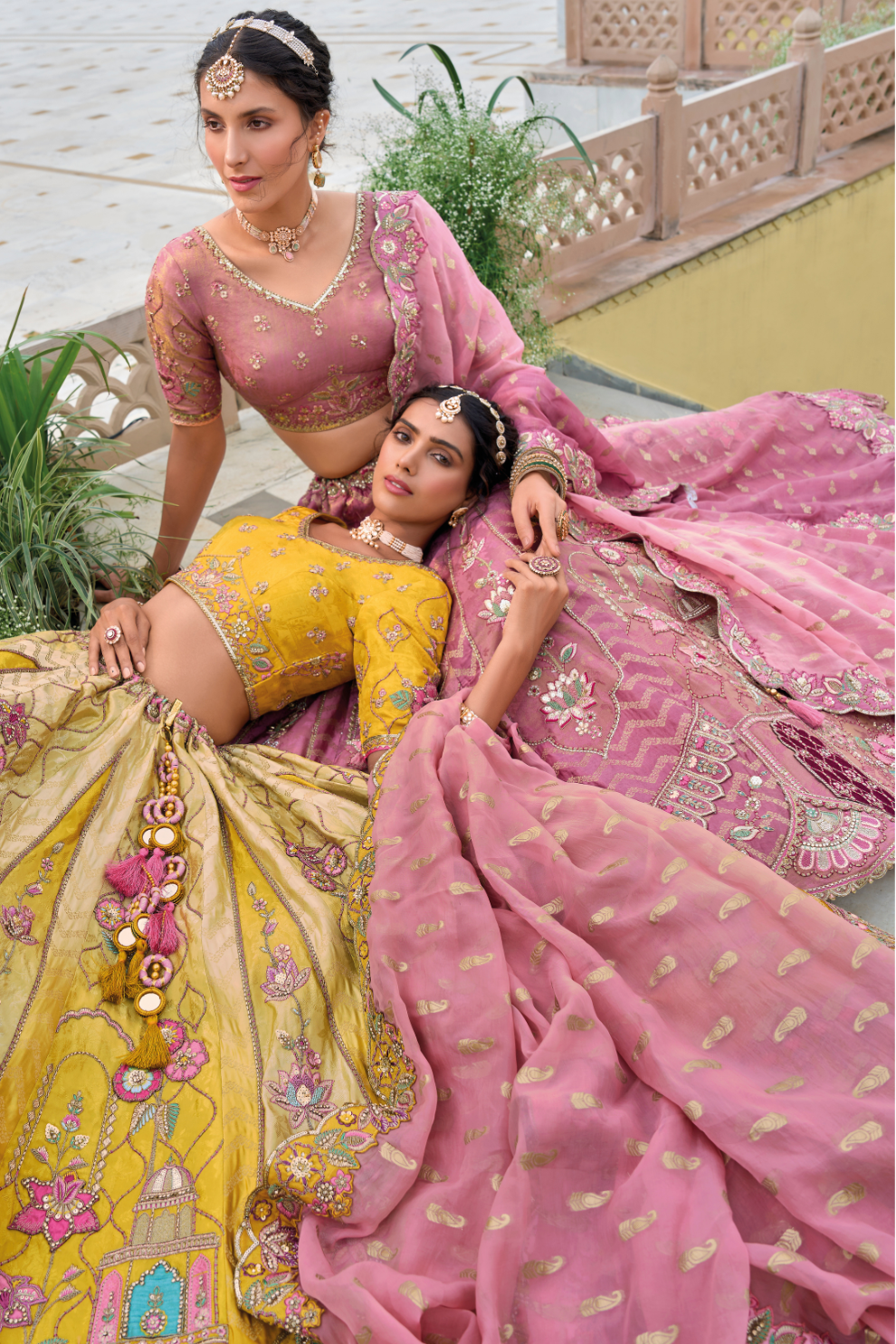 Beautifully Shaded Silk Lehenga with Handcrafted Embroidery & Cutwork