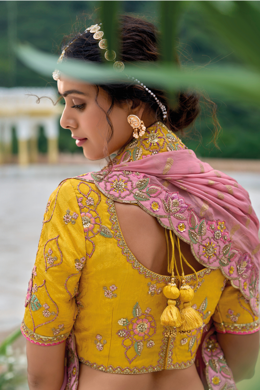 Beautifully Shaded Silk Lehenga with Handcrafted Embroidery & Cutwork